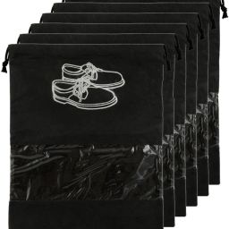 6 Piece Non Woven Travel Shoe Cover, String Bag Organizer, Black Cotton BLACK Boots Shoe Cover, Toes Shoe Cover-image-2