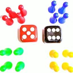 Big Ludo Tokens with Two 24 mm Dice Board Game Accessories-1