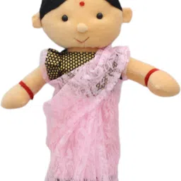 Soft Stuffed Plush Doll in Pink Saree For Kid Girls Room and Home Decoration - 33 cm-19