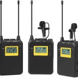 LENSGO LWM-328C Wireless Microphone System, 99-Channel UHF Professional Omnidirectional Wireless Lavalier Lapel Mic with 2 Transmitter & 1 Receiver for All Smartphone Camcorder Canon Nikon DSLR Camera Camera Microphone-0