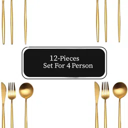 bonzeal Golden 410 Stainless Steel Mirror Finish Flatware Cutlery Set For 4 Persons Stainless Steel Cutlery Set-picture-39