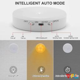 VFL Motion Sensor Light for Home, Wardrobe, Bedroom, Kitchen and More Smart Sensor Light Body Induction Lamp Smart Sensor Light Round Shape (White) Motion Sensor Light image 2