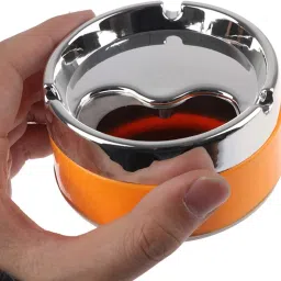 Trendy Spinning Lid With Non-Slip Stronger Base Ashtray for Indoor & Outdoor Multicolor Plastic, Stainless Steel Ashtray-1