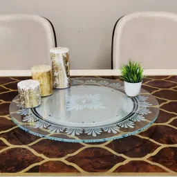 Rotating Serving Tray for Dining Table-21 inch Clear Trivet-7