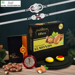 Rakhi gift for brother with Chocolate Almond(32-GM)|Rakhi Set|Y22K2_A1+A2_CA32 Assorted Gift Box-15