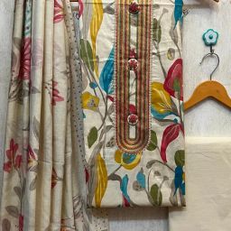 Unstitched Pure Cotton Salwar Suit Material Printed-image-9