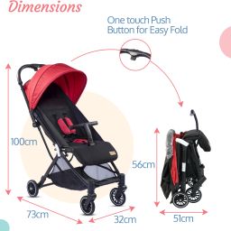 luvlap Urbane Baby Stroller/Pram with 5 Point Safety Harness, Easy Fold, Extended Canopy, Multi Level Recline, Looking Window, Easy Assembly, 6 Month + Stroller image 5