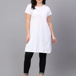 Women Solid Round Neck Pure Cotton White T-Shirt-image-65