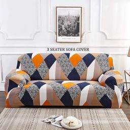 Polyester Geometric 3 Seater Sofa Cover-image-10