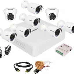 Spotvision 8 Channel Power Supply,Hikvision 8 Channal HD DVR 1080p 1Pcs,Outdoor Camera 2 MP 6Pcs,Indoor Camera 2 MP 2Pcs,combo set Security Camera-18