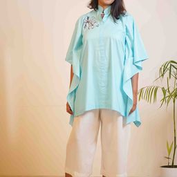 LetsDressUp Floral Printed Mandarin Collar Flared Sleeves Kaftan Kurta-35