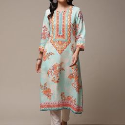 Biba Ethnic Motifs Printed Notched Neck A-Line Kurta-picture-21