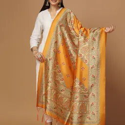 Kaizen TEXO FAB Ethnic Motifs Printed Thread Work Silk Dupatta-55