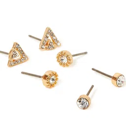 Accessorize London Women's Mixed Shape Sparkle Studs Set Of Three image 2