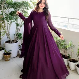 Printed Georgette Stitched Anarkali Gown-image-7