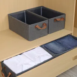 Polyester Pants Jeans Storage Box Portable Sweater Storage Organizers | Fabric | Grey 75 Storage Basket-8