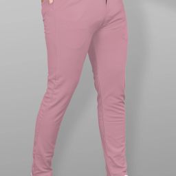 Men Slim Fit Pink Lycra Blend Trousers-image-2