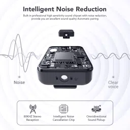 vook Wireless Mic with ANC+ENC AI Noise Cancellation for Video Recording Microphone image 2