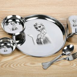 Pack of 6 Stainless Steel Elsa Lunch & Dinner Plate for Kids(6 Piece set Elsa) Dinner Set-14