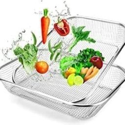 Basket Steel Big Drip Tray Kitchen Drying Stand Rectangle Basket Steel Fruit & Vegetable Basket-image-22