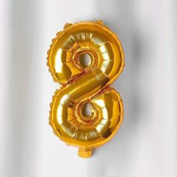 Solid Eight Number Foil Toy Balloon 16" Inch - Golden (Golden num 8) Letter Balloon-image-76