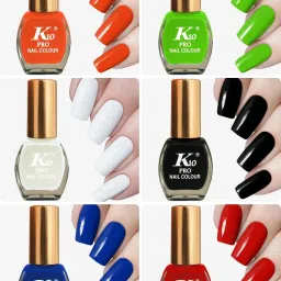 Quick dry Long lasting Matte Nail Polish combo set (7ML Each) Orange,Parrot,Blue,White,Black,Red-2