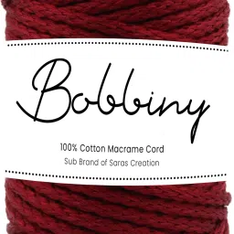 Knitted Macrame 5mm 100Mtr.Cotton ART Silk Cord Dori Thread Macrame Maroon.-picture-11