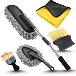5 PCS Microfiber Car Duster Kit|Interior & Exterior Car Cleaning Detailing Tool Wet and Dry Duster Set-picture-21