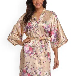 XPIOX Women Floral Printed Robe With Belt-image-90