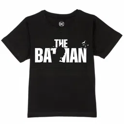 DC by Wear Your Mind Boys Black Typography Printed Monochrome Cotton T-shirt-image-88