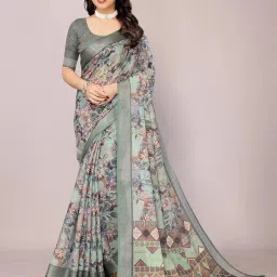 Digital Print Daily Wear Cotton Linen Saree-image-60