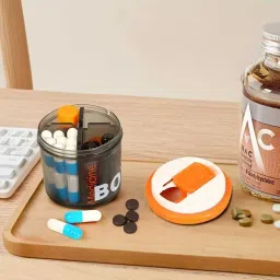al atash Weekly Vitamins & Tablets, Travel-Friendly Pill Case with Rotating Design Pill Box image 2