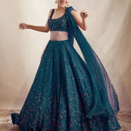 lady shopi Embroidered Semi Stitched Lehenga Choli-picture-1