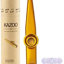 Kazoo Aluminum Allow Musical Instrument Paper Box With 5 Pcs Diaphragm- Gold Aluminum Flute-picture-44