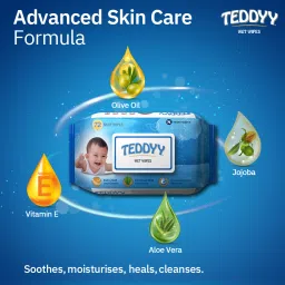 teddyy Baby Soft Wet Wipe with Lid | Pack of 5 | With Aloe Vera and Vitamin E image 3