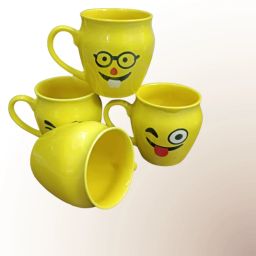 Pack of 4 Ceramic Premium ceramic Smiley Kulhad for Tea and Coffee Microwave Safe-image-6