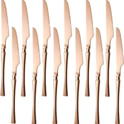 oicia Rose-Gold Butter Spreader Knife, Sturdy Table Knives, Knives Set for Steak Meat Stainless Steel Steak Knife Set-picture-19
