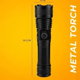 crentila M983 Metal Zoomable 5 Mode Flashlight Torch Light & Type-C Cable Torch image 3