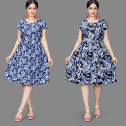 mahadev Women Fit and Flare Multicolor Mini/Short Dress-picture-20