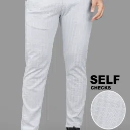 Men Regular Fit Silver Cotton Blend Trousers-image-94