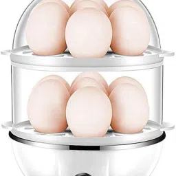 Double Layer Egg Boiler Electric Automatic Off 2 Layer 14 Egg Poacher Stainless Steel Heating Plate | Measuring Cup | Compact | Dishwasher Safe Egg Cooker-11