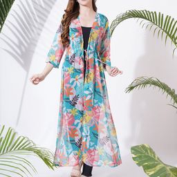 Fbella Women Printed Tasselled Longline Tie-Up Shrug-picture-50