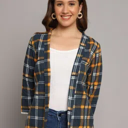 DECKEDUP Women Checked Shrug-10
