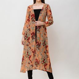 MINOS Floral Printed Longline Sheer Shrug-43