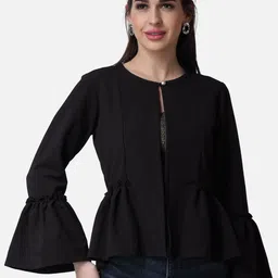 Popwings Women Bell Sleeves Gathers Button Closure Shrug-14