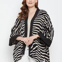 BAESD Geometric Printed Open Front Shrug-22