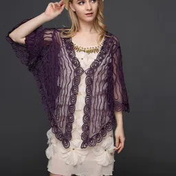 JC Collection Self Design Asymmetric Button Shrug image 1
