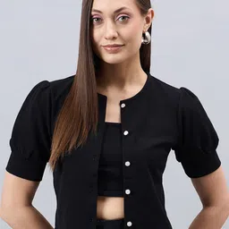 Style Quotient Round Neck Open Front Shrug-38