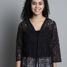 Dressitude Women Self Design Cotton Open Front Shrug-14