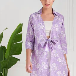 Athena Immutable Floral Printed Cotton Tie-Up Shrug-58